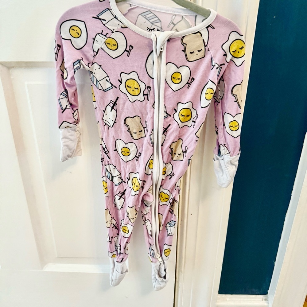 Little Sleepies Breakfast Buddies Pink Convertible Footie 0-3m